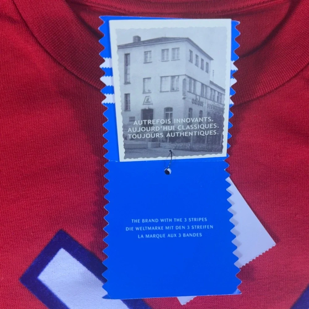 Vintage Authentic Adidas Originals Amsterdam Tee Red Windmill Graphic 2006 M NWT